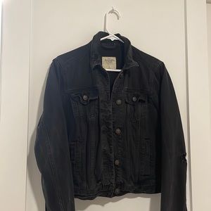 Abercrombie Black Distressed Denim Jacket